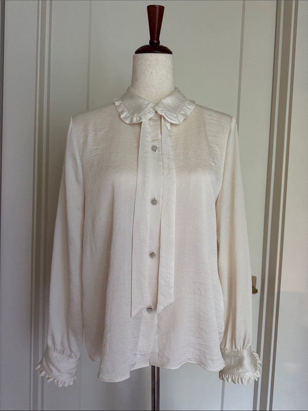 Zara Wrinkled Look Ruffled Shirt